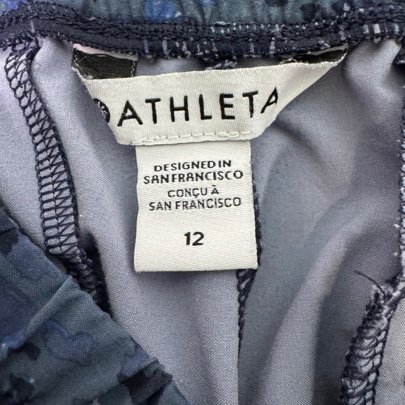 Athleta Avenue Wide Leg Crop Pants Blue Zip Pockets Drawstring Women's Size 12 - Picture 4 of 8